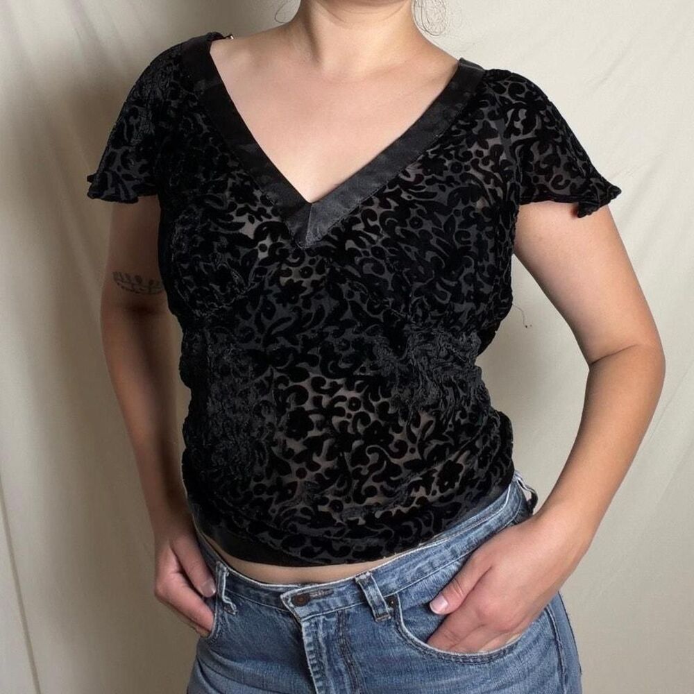 Black velvet burnout top